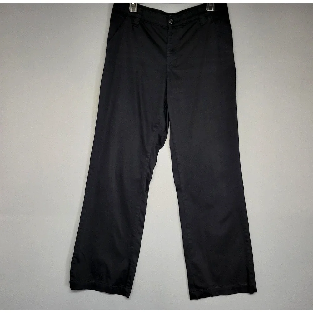 Aura‎ Pants Womens 6 Black Stretch Wide Leg Casual Office Workwear Comfort Band